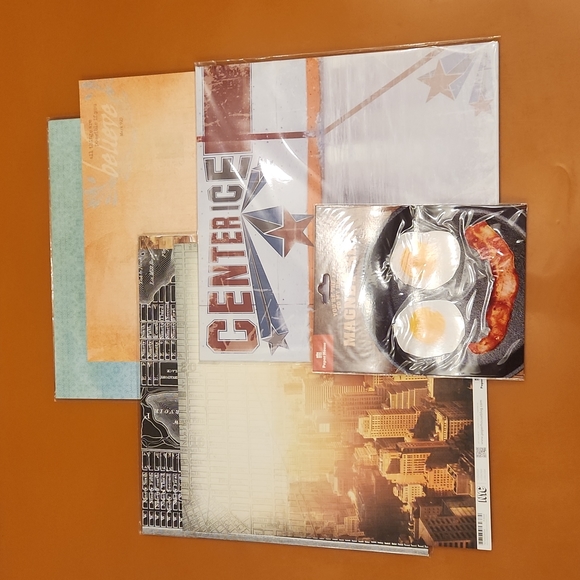 Bundle of Scrapbook Paper (total 75 sheets) & Eggs & BaconMagnet Set - Picture 1 of 7